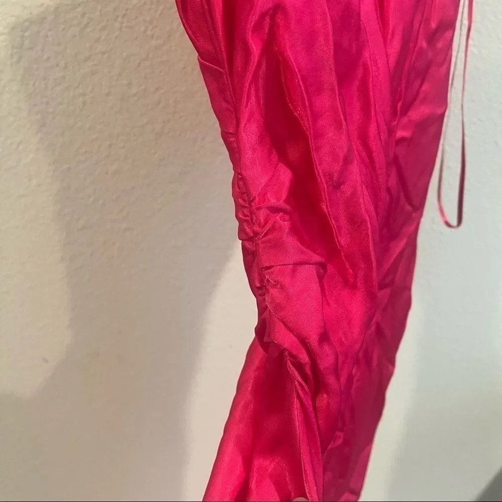 Zara blogger favorite fuchsia pink satin draped camisole midi dress medium